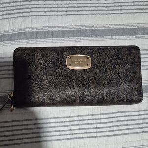 Michael Kors Dark Brown Wallet with Gold Accents